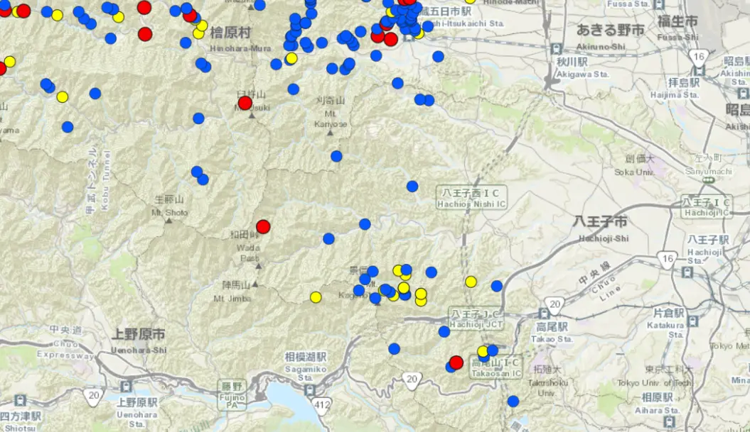 東京都クマ出没マップ